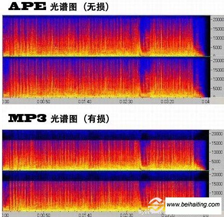 APE和MP3音频格式的频谱图对比