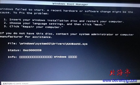 Win7开机黑屏提示Windows failed to start原因分析及解决办法---问题截图