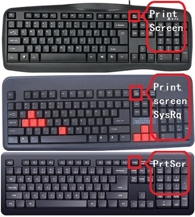不同键盘PrintScreen键的名称及位置