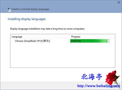 Win10怎么安装系统语言包:Win10中文语言包安装图文教程---正在安装
