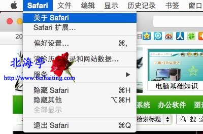 苹果Mac怎么查看Safari浏览器版本---Safari图标菜单