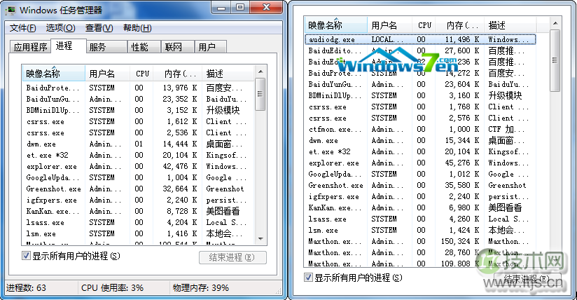 windows 7系统任务管理器上的菜单栏没有了怎么恢复原样