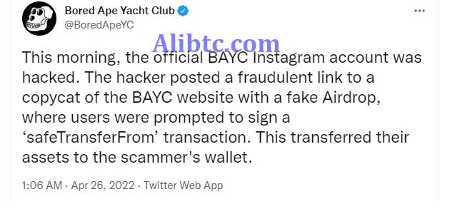 无聊猿BAYC官方Instagram被盗!黑客窃取高达133个NFT