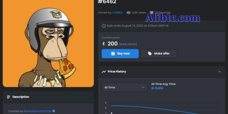 逃税还是昂贵错误？无聊猿NFT BAYC #6462以200美元售出