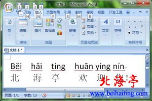 文档插入汉语拼音音调符号后效果