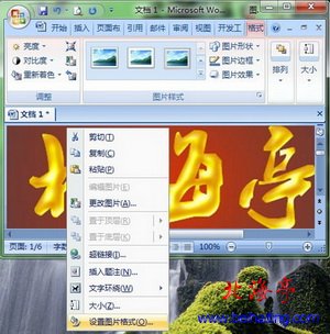 Word2007文档图片右键菜单