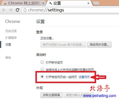 谷歌浏览器Chrome如何设置上网主页---设置界面