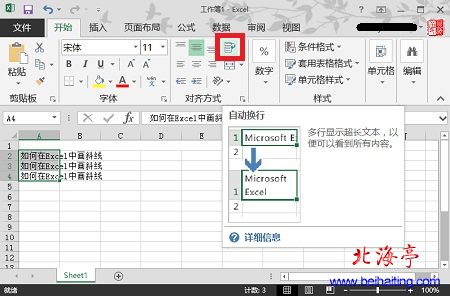 Excel单元格内怎么换行,Excel中文文本换行图文教程---对齐方式功能区