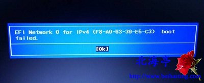 电脑无法启动提示EFI Network 0 for IPv4 boot failed问题截图