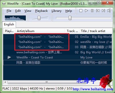 foobar2000怎么将cue文件内嵌到APE/FLAC音乐文件中---歌曲列表