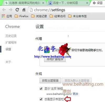 怎么设置Chrome浏览器显示书签栏---Chrome设置
