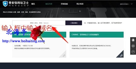 网站加入奇安信网站卫士修改cname记录图文教程-输入网址